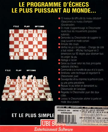 Chess (F) (1987) [Amstrad Magazine] box cover back